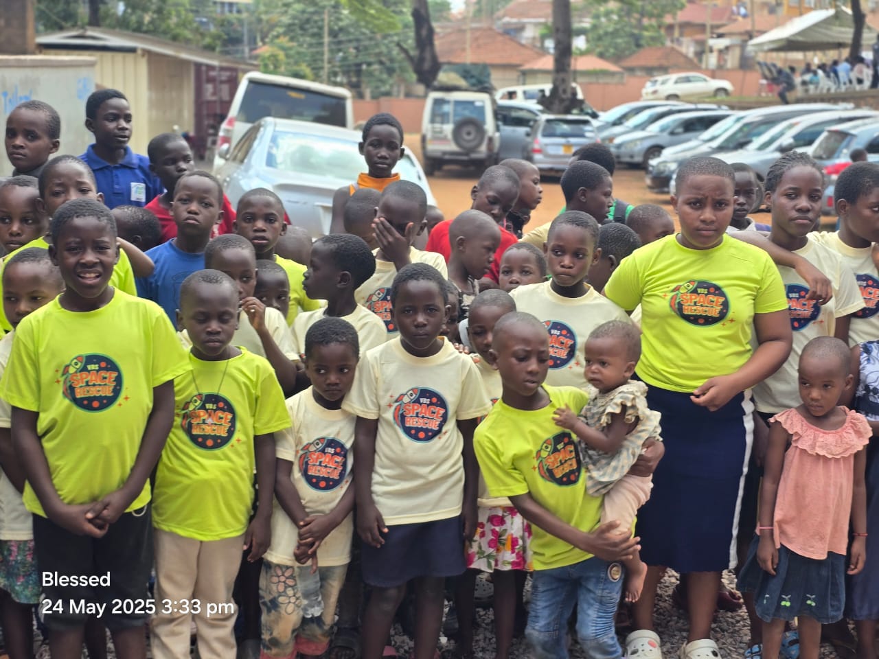 Children in matching yellow t-shirts