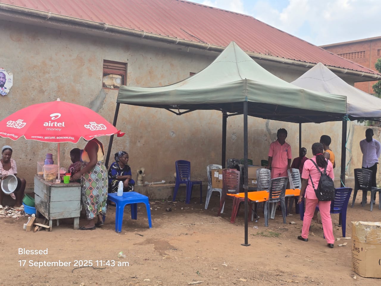 Tents being set up for a medical outreach camp